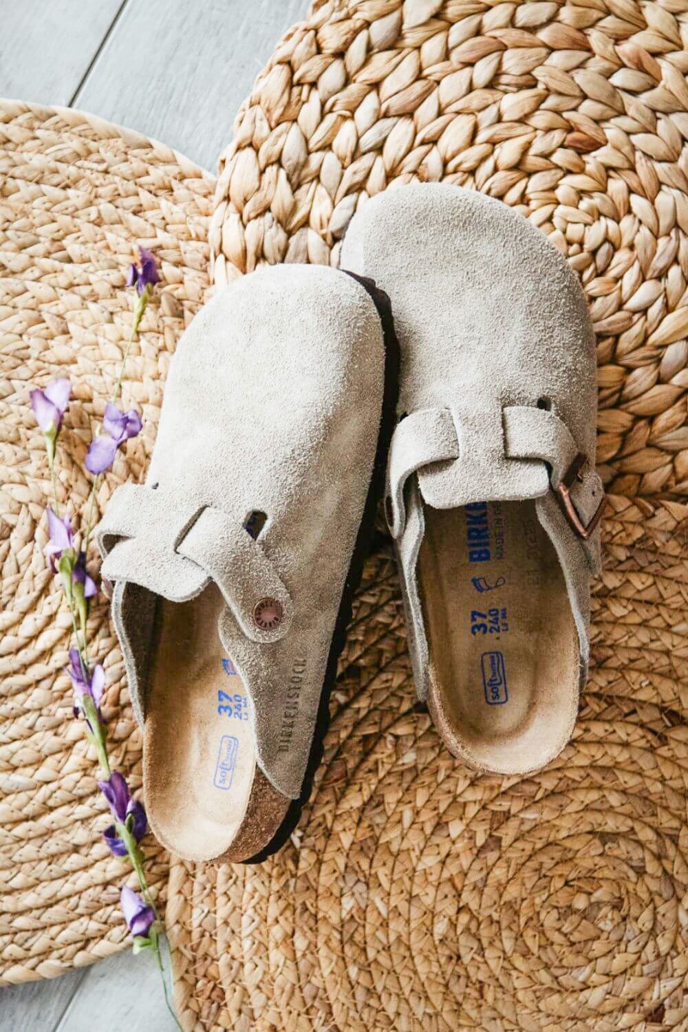 Birkenstock Boston Soft Footbed Suede Leather Clogs for Women in Taupe | 560771-W - Image 3