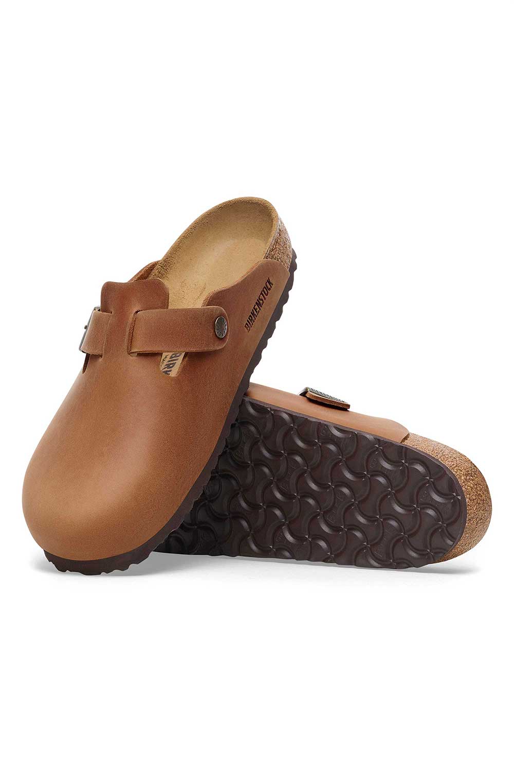 Birkenstock Boston Oiled Leather Clogs for Men in Cognac | 1028179 - Image 3