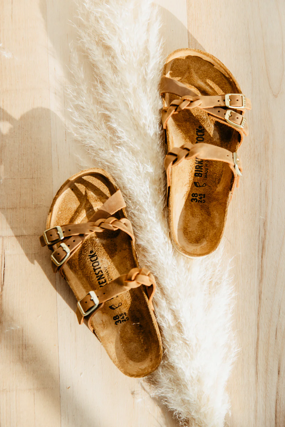 Birkenstock Franca Braided Oiled Leather Sandals for Women in Cognac | 1024052 - Image 2