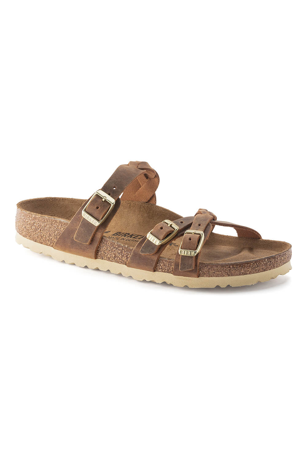 Birkenstock Franca Braided Oiled Leather Sandals for Women in Cognac | 1024052 - Image 3