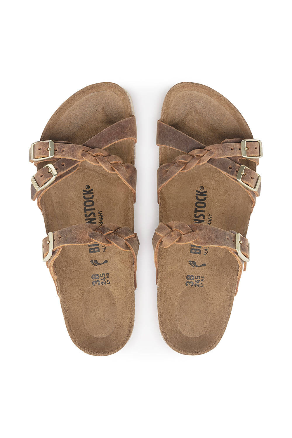 Birkenstock Franca Braided Oiled Leather Sandals for Women in Cognac | 1024052 - Image 6