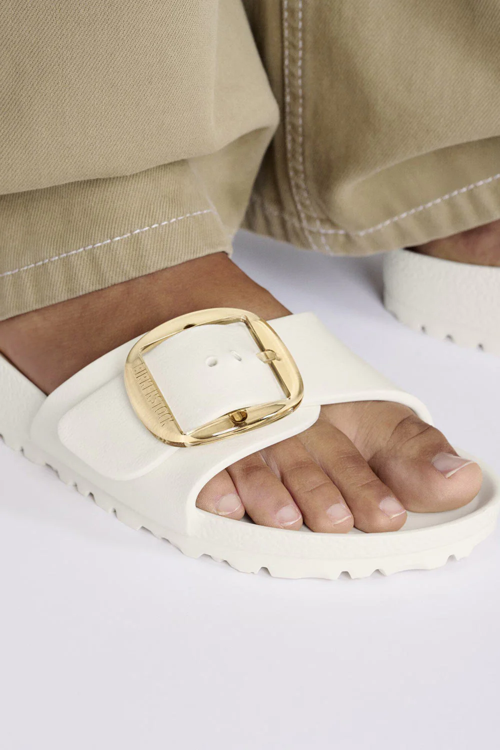 Birkenstock Madrid Big Buckle EVA Sandals for Women in Eggshell | 1029633 - Image 5