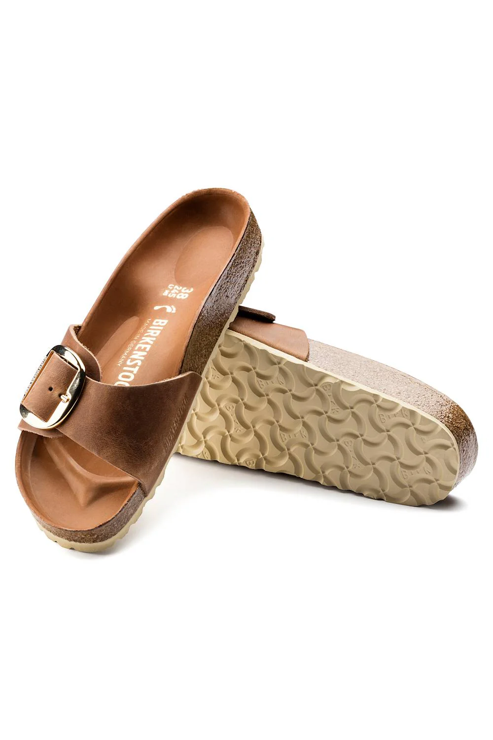 Birkenstock Madrid Big Buckle Oiled Leather Sandals for Women in Cognac | 1006525 - Image 3