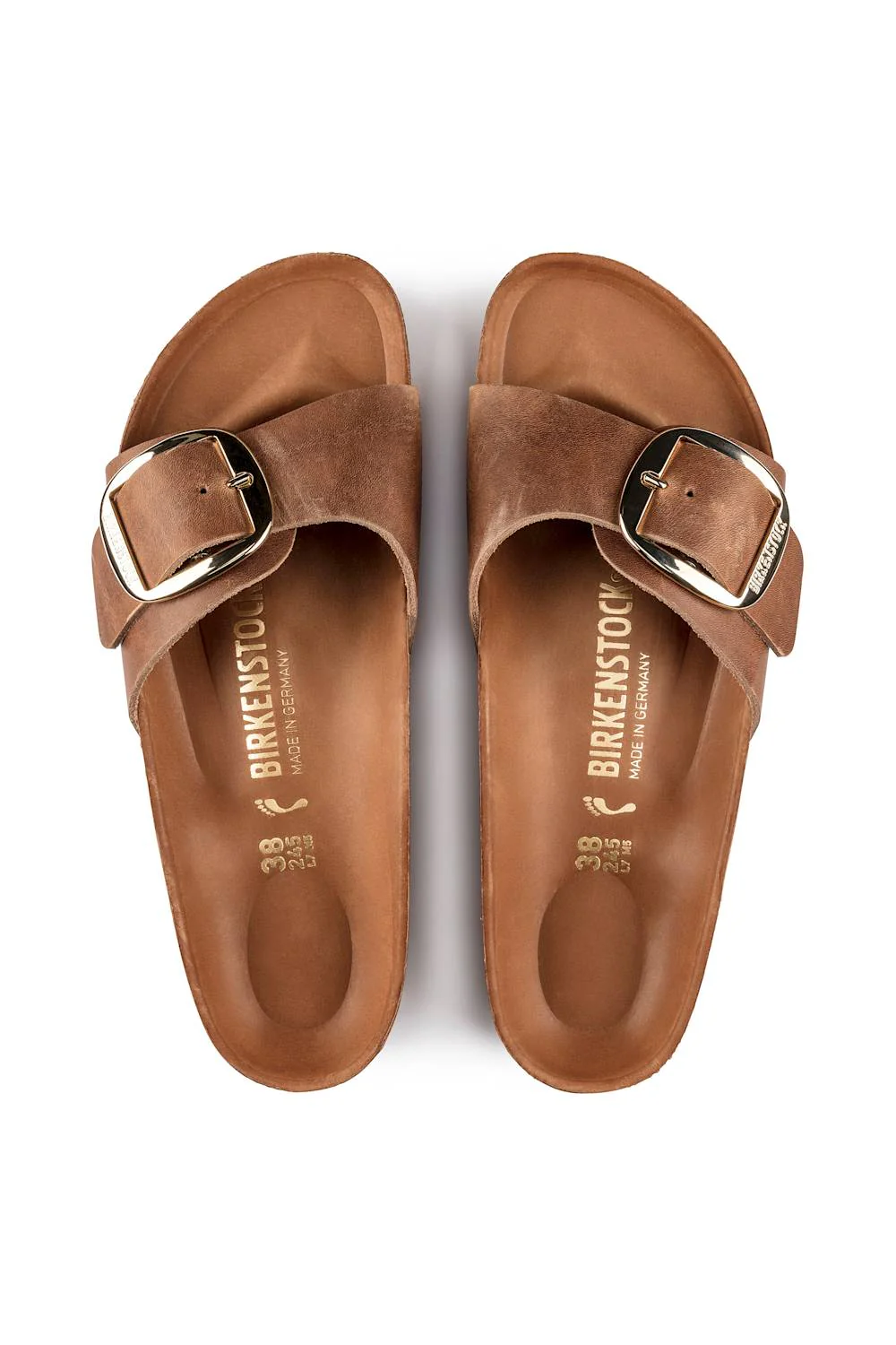 Birkenstock Madrid Big Buckle Oiled Leather Sandals for Women in Cognac | 1006525 - Image 5