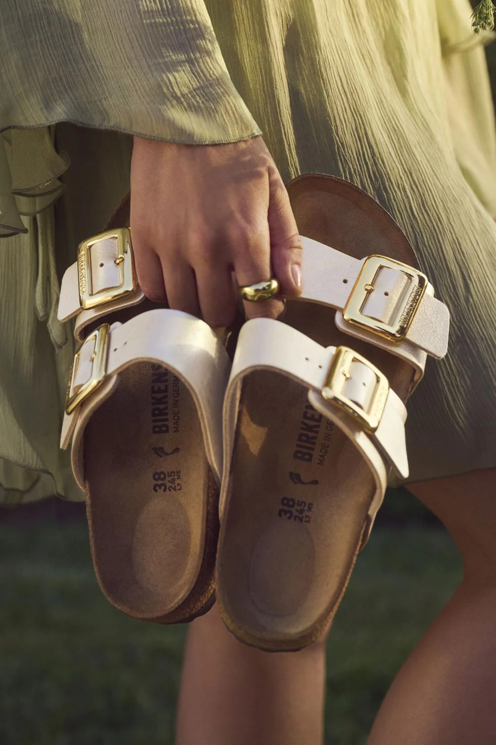 Birkenstock Sydney Luxe Buckle Birko-Flor Sandals for Women in Pearl | 1029492 - Image 2