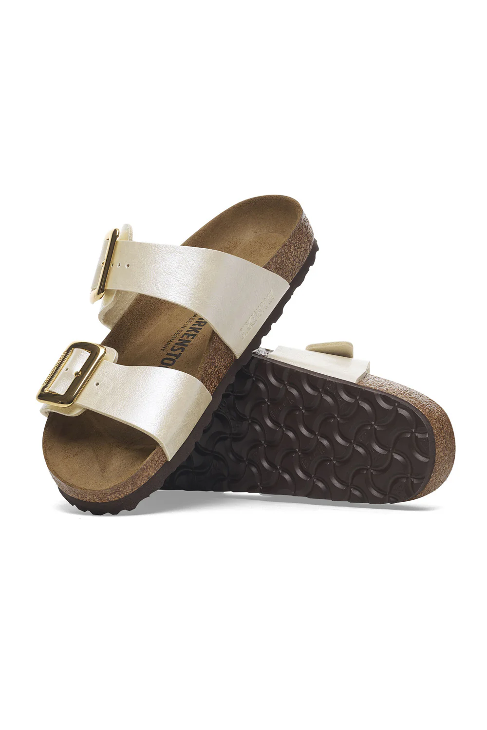 Birkenstock Sydney Luxe Buckle Birko-Flor Sandals for Women in Pearl | 1029492 - Image 4