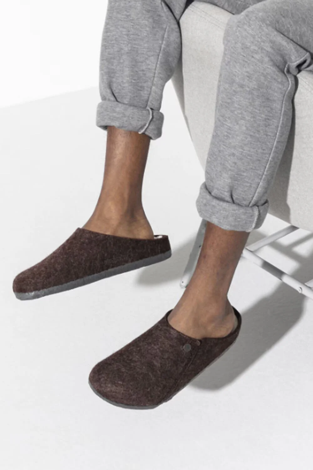 Birkenstock Zermatt Wool Felt Shearling Slippers for Men in Mocha | 1016570 - Image 2