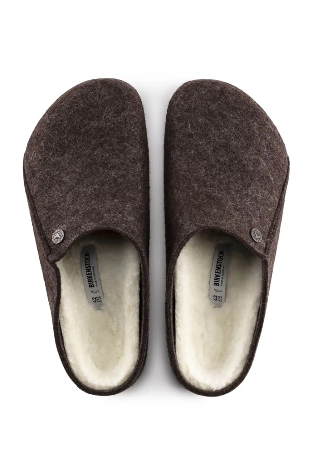 Birkenstock Zermatt Wool Felt Shearling Slippers for Men in Mocha | 1016570 - Image 6