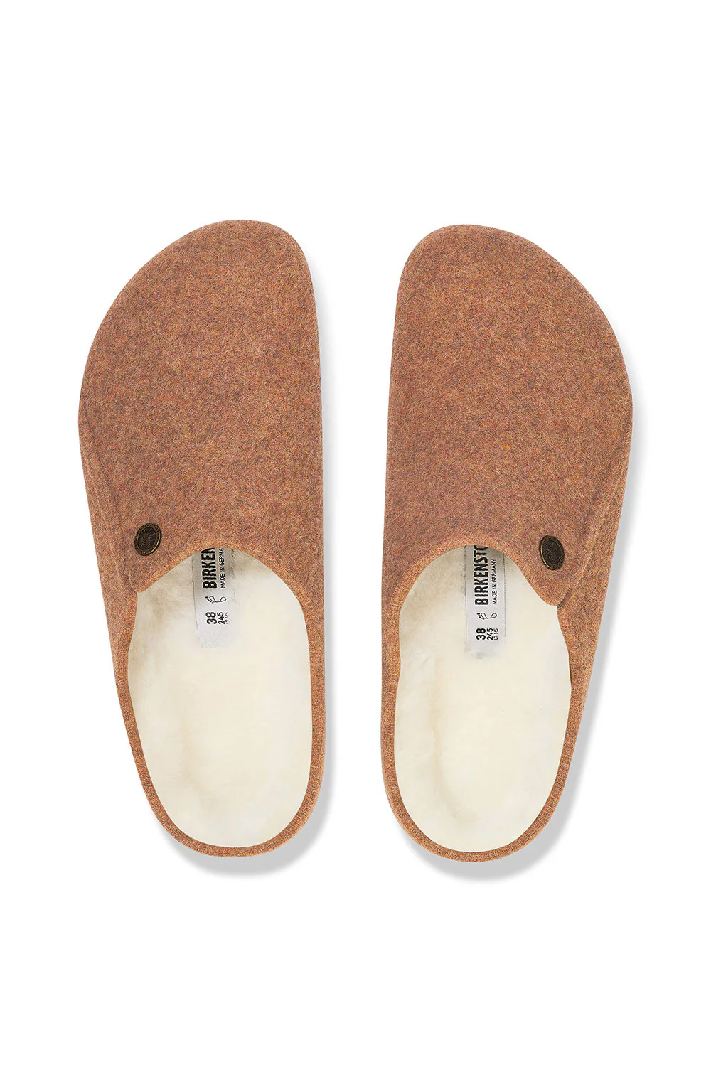 Birkenstock Zermatt Wool Felt Shearling Slippers for Women in Toffee | 1027978 - Image 4
