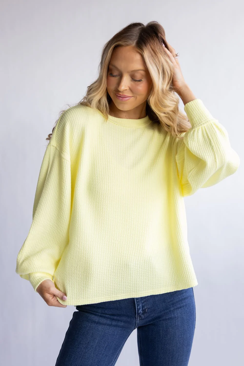 Blu Pepper Long Sleeve Ribbed Knit Shirt for Women - Image 2