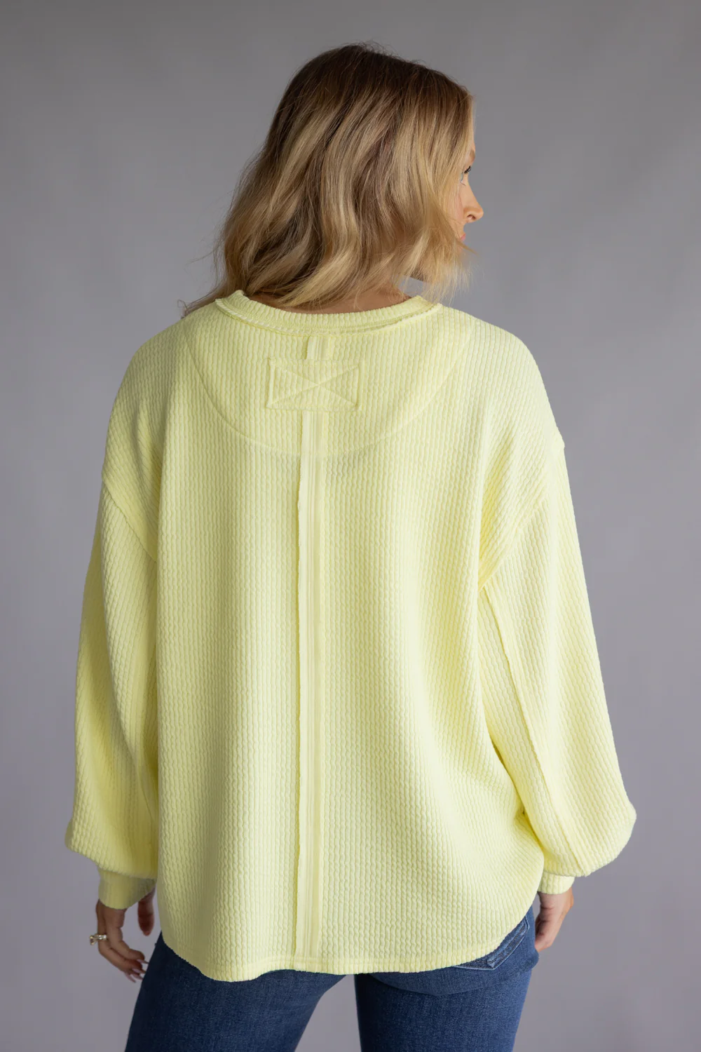 Blu Pepper Crewneck Ribbed Knit Shirt for Women in Yellow | B2FT1043GL-YELLOW - Image 5