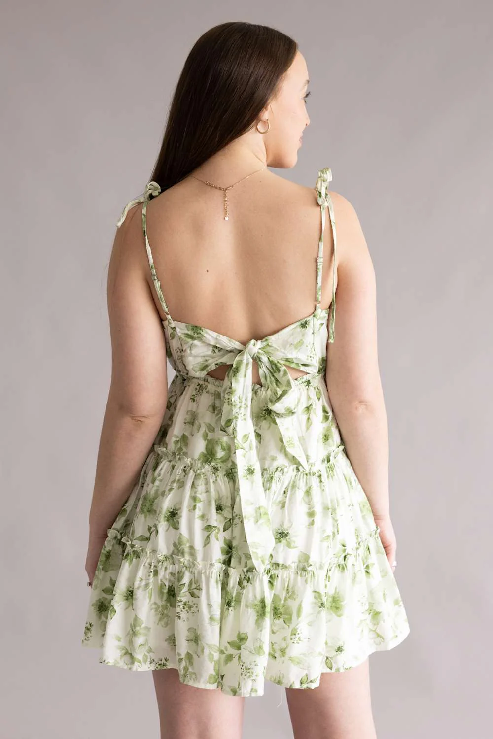 Blu Pepper Tiered Floral Dress for Women in Olive | CR2459-OLIVE - Image 5