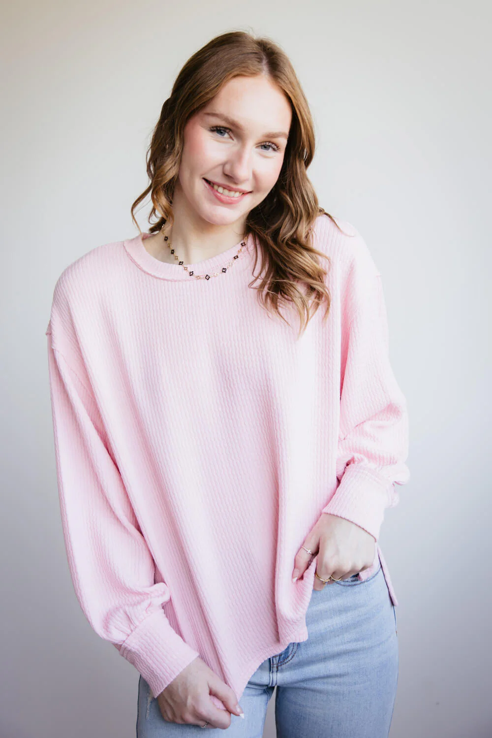 Blu Pepper Long Sleeve Ribbed Knit Shirt for Women - Image 5