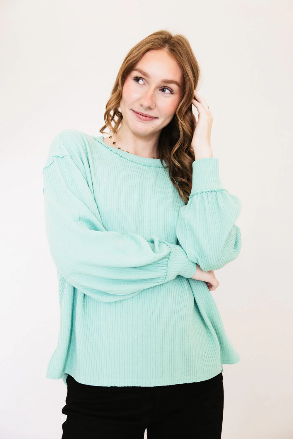 Blu Pepper Long Sleeve Ribbed Knit Shirt for Women - Image 6