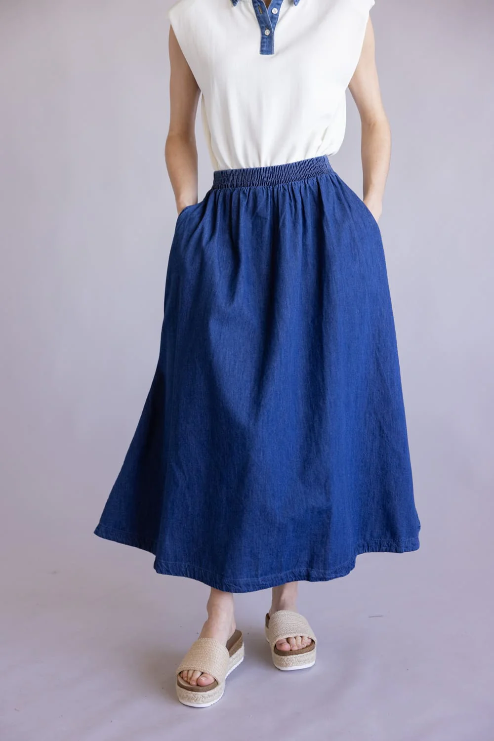 Blu Pepper Maxi Denim Skirt for Women | B6SX1001-B-DENIM - Image 3