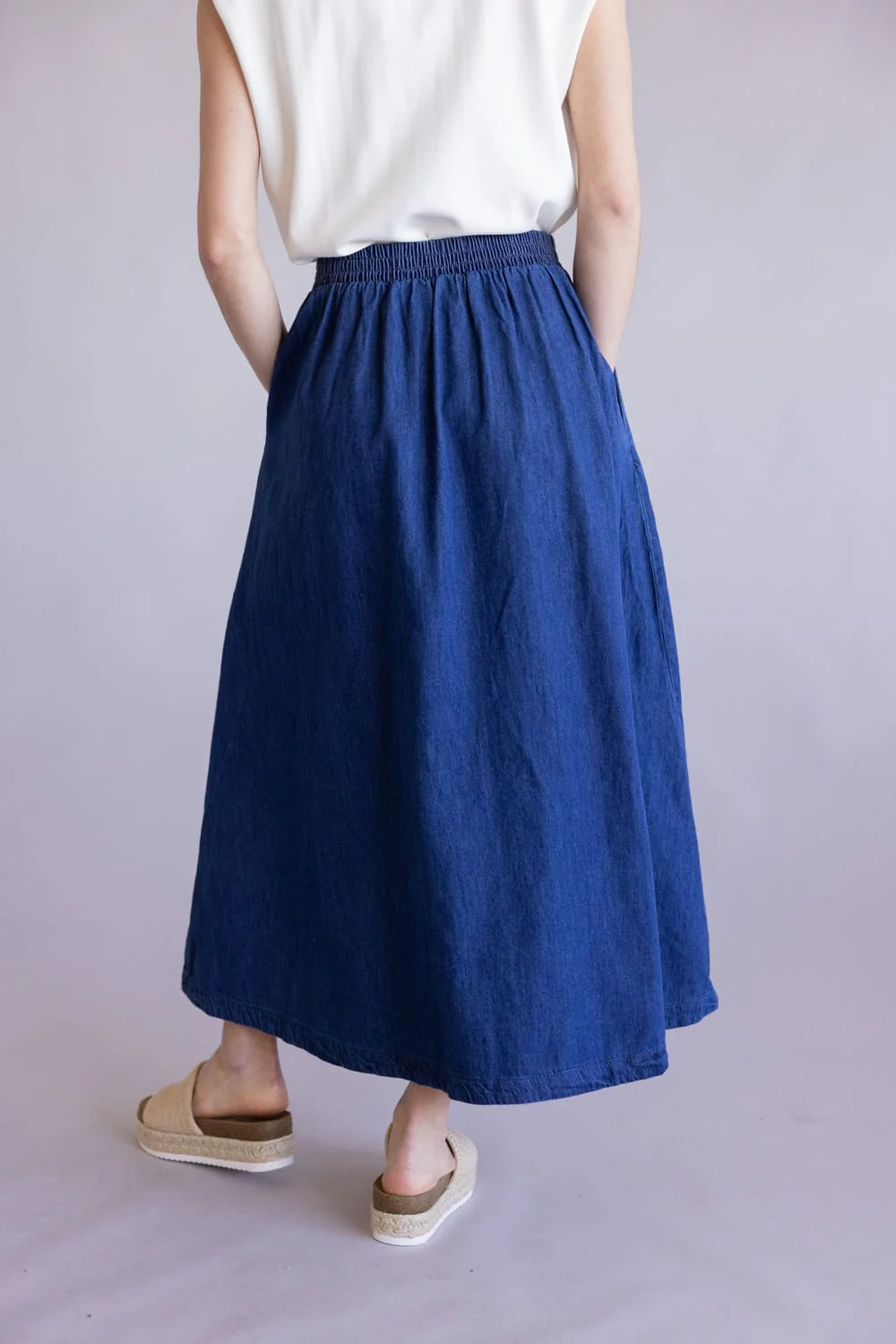 Blu Pepper Maxi Denim Skirt for Women | B6SX1001-B-DENIM - Image 4