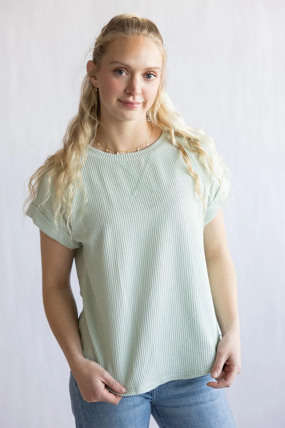 Blu Pepper Ribbed Knit Top for Women - Image 4