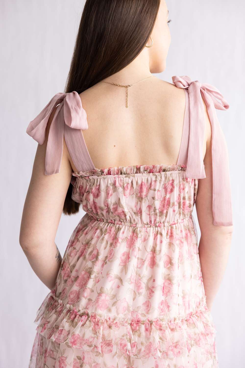 Blu Pepper Tiered Floral Midi Dress for Women in Pink | TB8823-PINKMULTI - Image 2