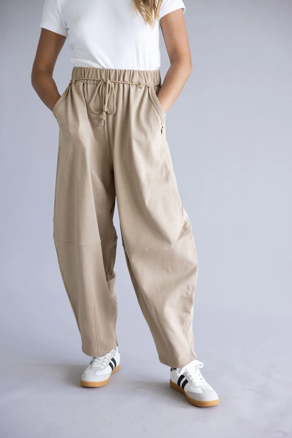 Boho Rope Drawstring Pants for Women in Taupe | NP70814-TAUPE - Image 3