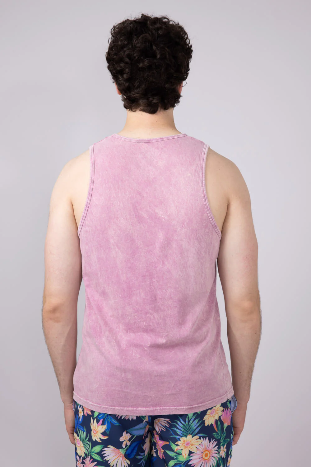 Bondi Beach Mineral Wash Tank Top for Men in Rose Pink | 625TMW-ROSE - Image 2