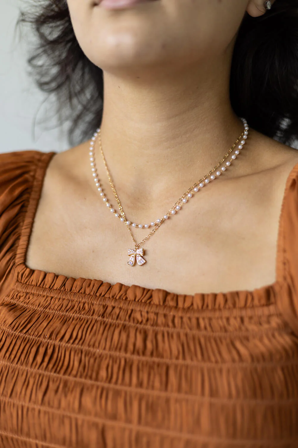Bow Necklace in Gold | N7992G - Image 3