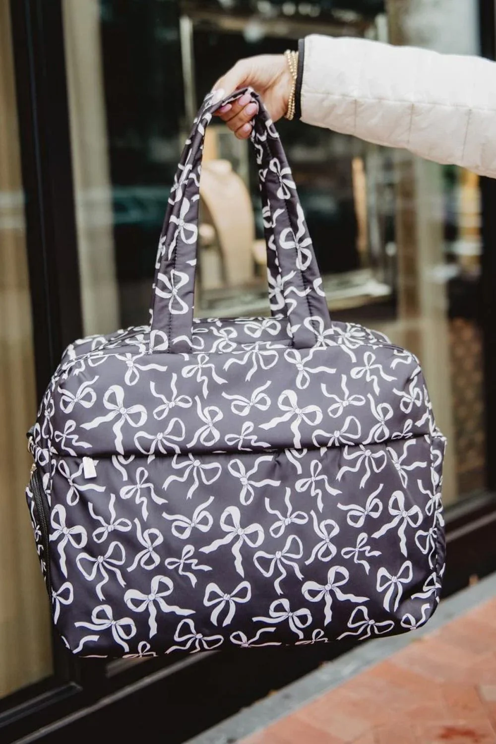 Bow Weekender Bag for Women in Black | KDC-WKB-34-BLK - Image 2