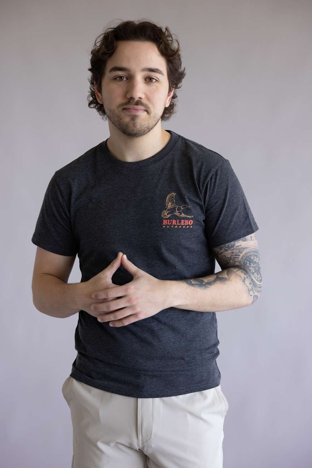 Burlebo Duck Wild Tee for Men in Heather Black | SST-DKW-BLK-HEATHER BLACK - Image 2