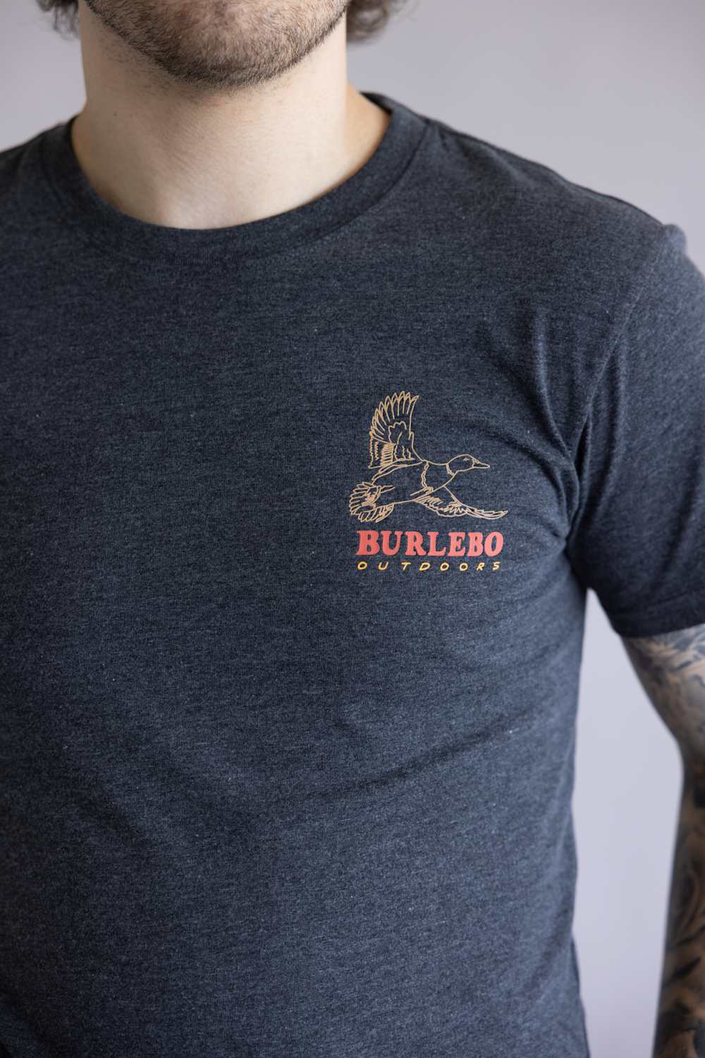 Burlebo Duck Wild Tee for Men in Heather Black | SST-DKW-BLK-HEATHER BLACK - Image 3