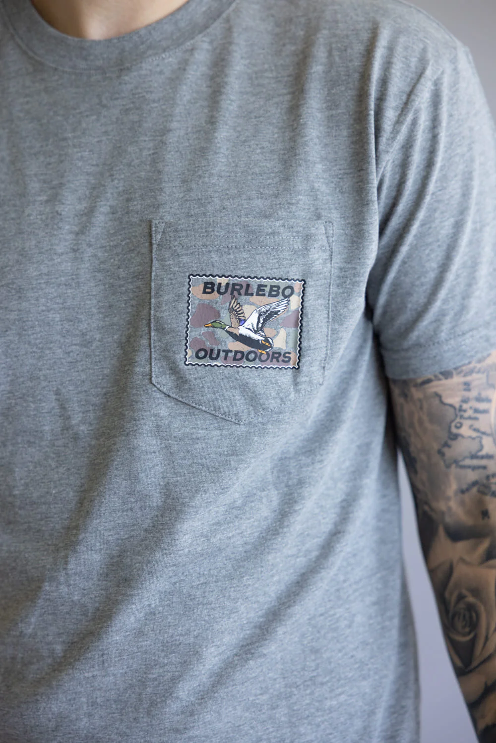 Burlebo Mallard Duck Stamp T-Shirt for Men in Heather Black | SST-MDKS-DHG-MALLARD DUCK STAMP - DARK H - Image 3