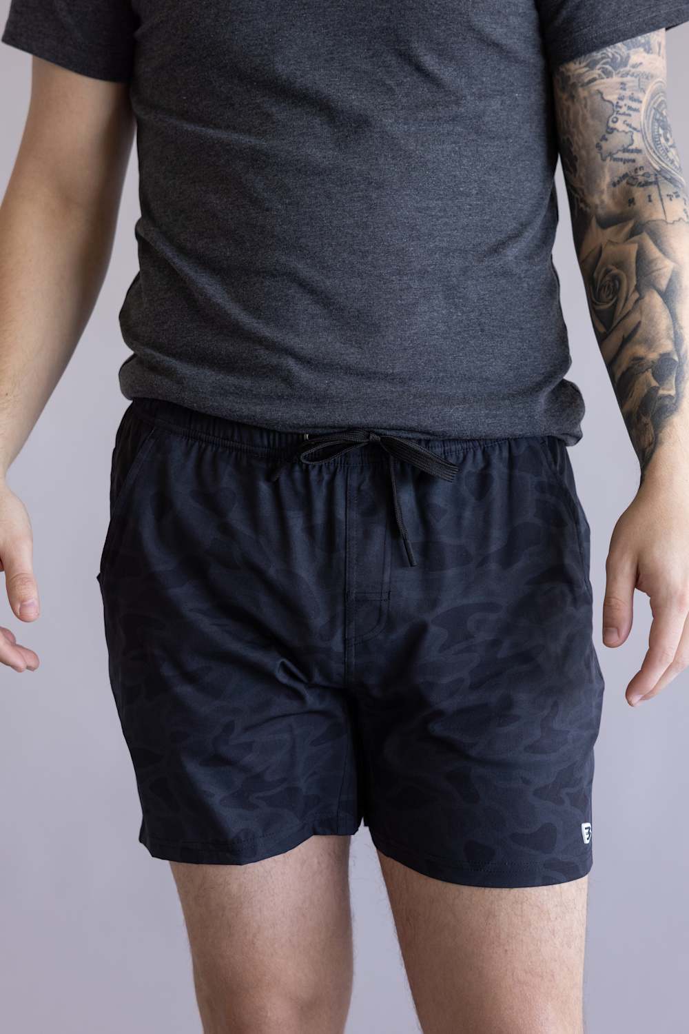 Burlebo Lined Athletic Shorts for Men in Black Camo | AS-BLKC-BLK CAMO - Image 4