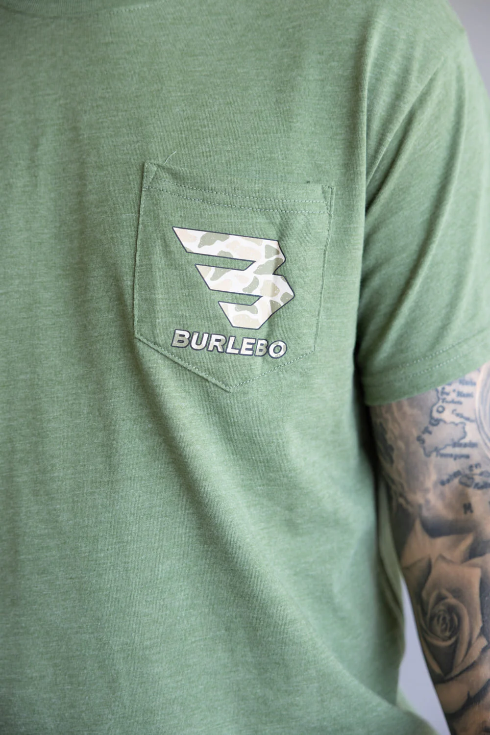 Burlebo Camo Dog T-Shirt for Men in Heather Olive | SST-MCD-HO-MALLARDCAMODOG-HEATHEROLIVE - Image 3