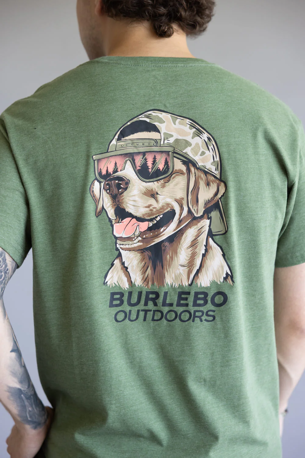 Burlebo Camo Dog T-Shirt for Men in Heather Olive | SST-MCD-HO-MALLARDCAMODOG-HEATHEROLIVE - Image 4