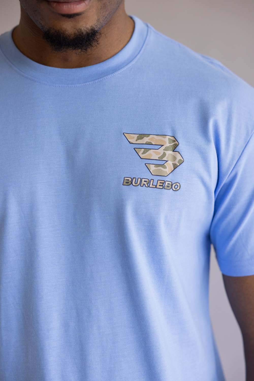 Burlebo Mallard Camo Dog T-Shirt for Men in Periwinkle Blue | SST-MCD-PB-HEATHER PERIWINKLE - Image 3