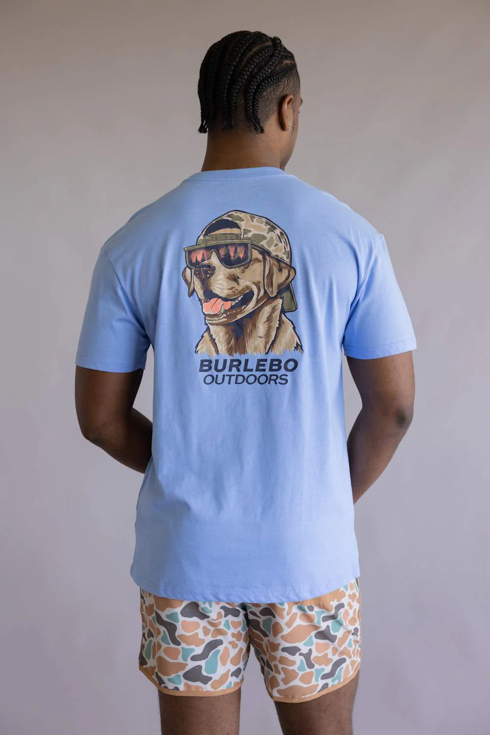 Burlebo Mallard Camo Dog T-Shirt for Men in Periwinkle Blue | SST-MCD-PB-HEATHER PERIWINKLE - Image 4