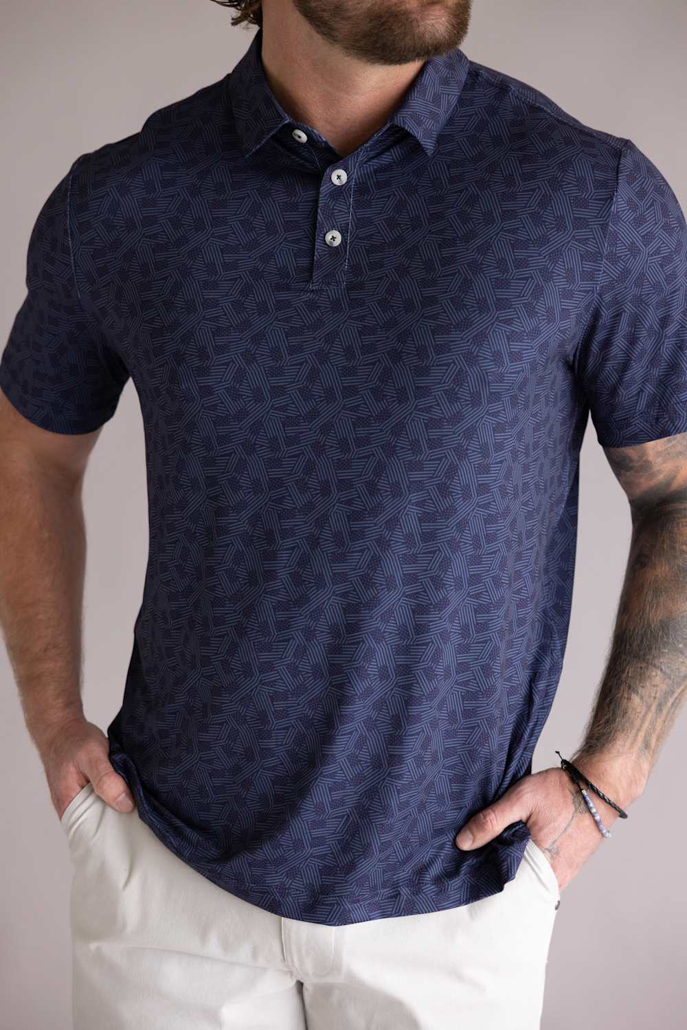 Burlebo Performance Polo for Men in Stars and Stripes Navy | PP-SASN-STARS AND STRIPES - NAVY - Image 2