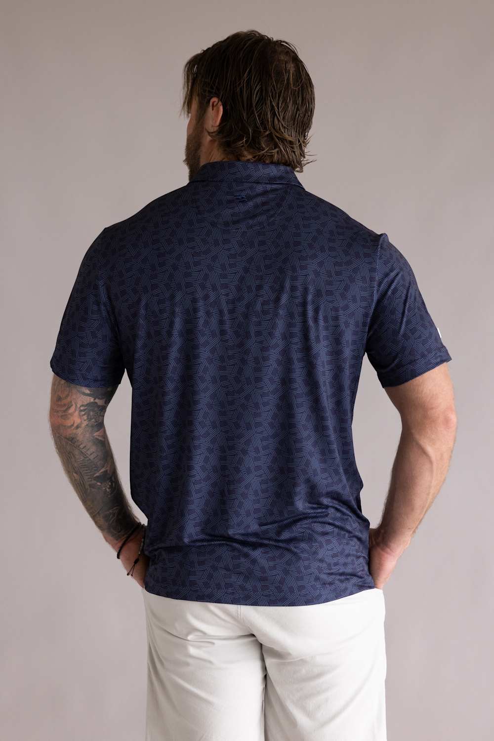 Burlebo Performance Polo for Men in Stars and Stripes Navy | PP-SASN-STARS AND STRIPES - NAVY - Image 3