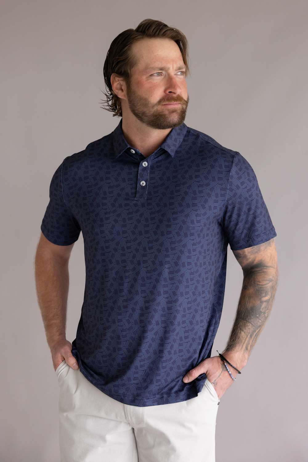 Burlebo Performance Polo for Men in Stars and Stripes Navy | PP-SASN-STARS AND STRIPES - NAVY - Image 4