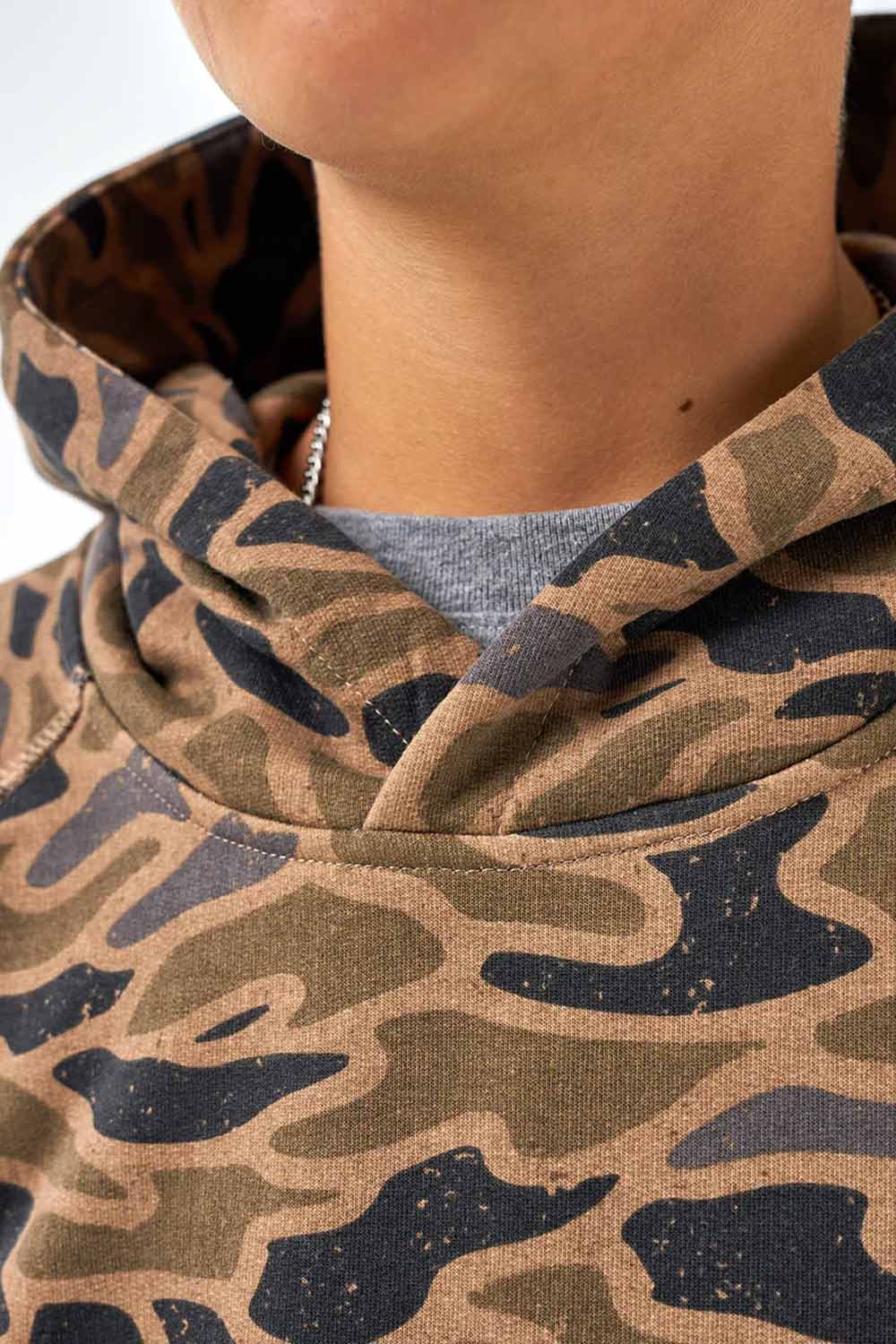 Burlebo Youth Camo Fleece Hoodie for Boys in Brown | Y-FH-GC-BROWN - Image 3