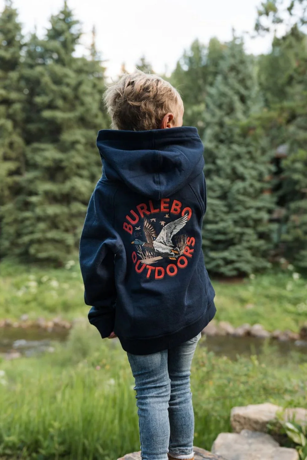 Burlebo Youth Old School Duck Hunt Hoodie for Boys in Navy | Y-FH-OSDK-NVY-NAVY - Image 3