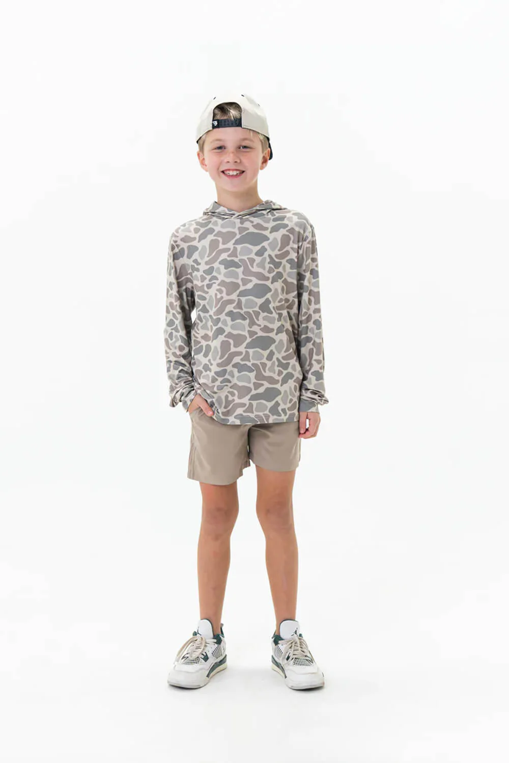 Burlebo Youth Performance Hoodie for Boys in Grey Camo | Y-PH-CDC - Image 3