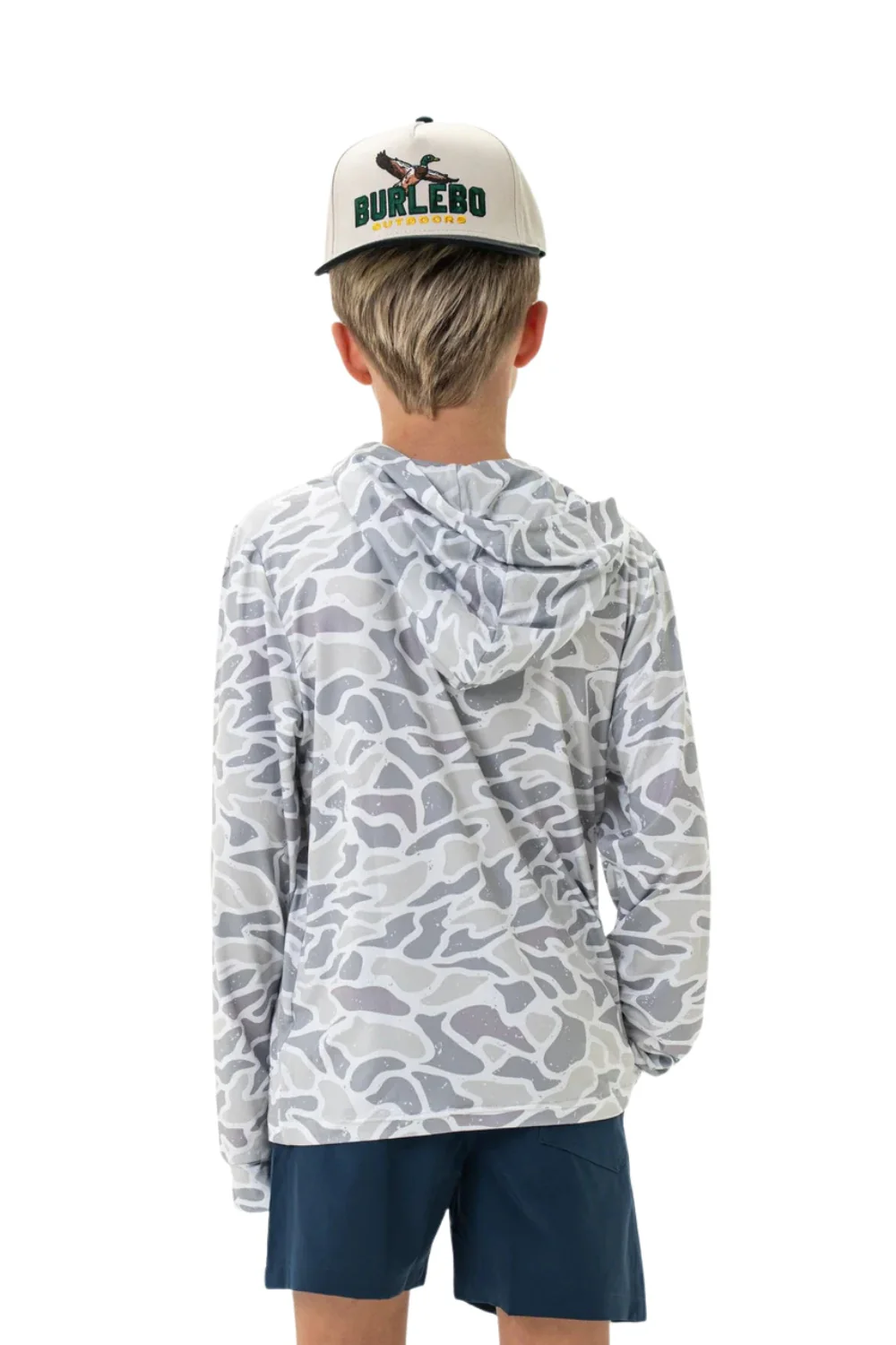 Burlebo Youth Performance Hoodie for Boys in White Camo | Y-PH-WC-WHITE - Image 2