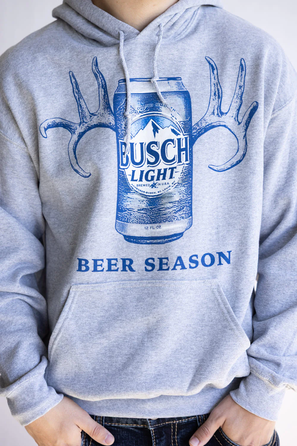 Busch Beer Season Graphic Sweatshirt for Men in Heather Grey | 3893-HEATHERGRAY - Image 3