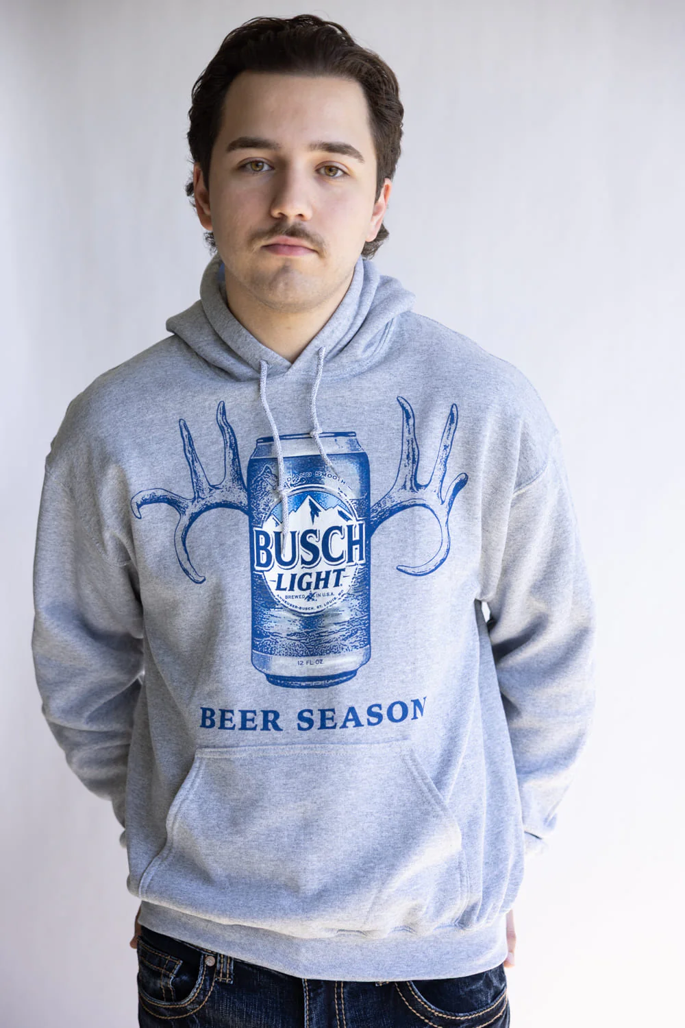 Busch Beer Season Graphic Sweatshirt for Men in Heather Grey | 3893-HEATHERGRAY - Image 4