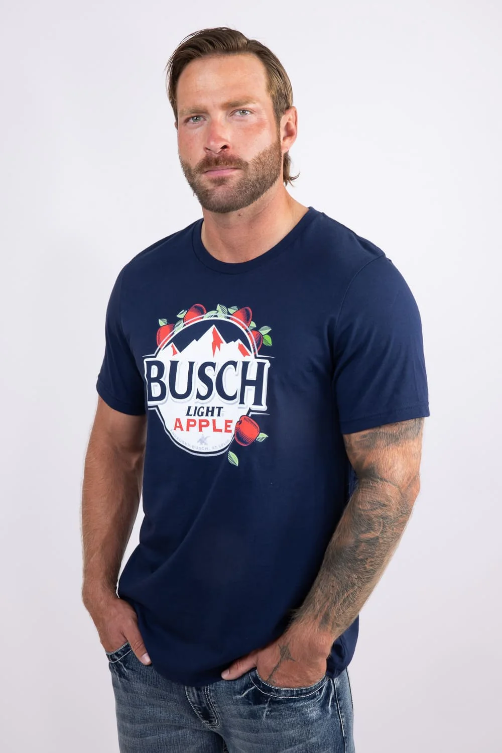 Busch Light Apple Logo T-Shirt for Men in Navy | 15646-802 - Image 4