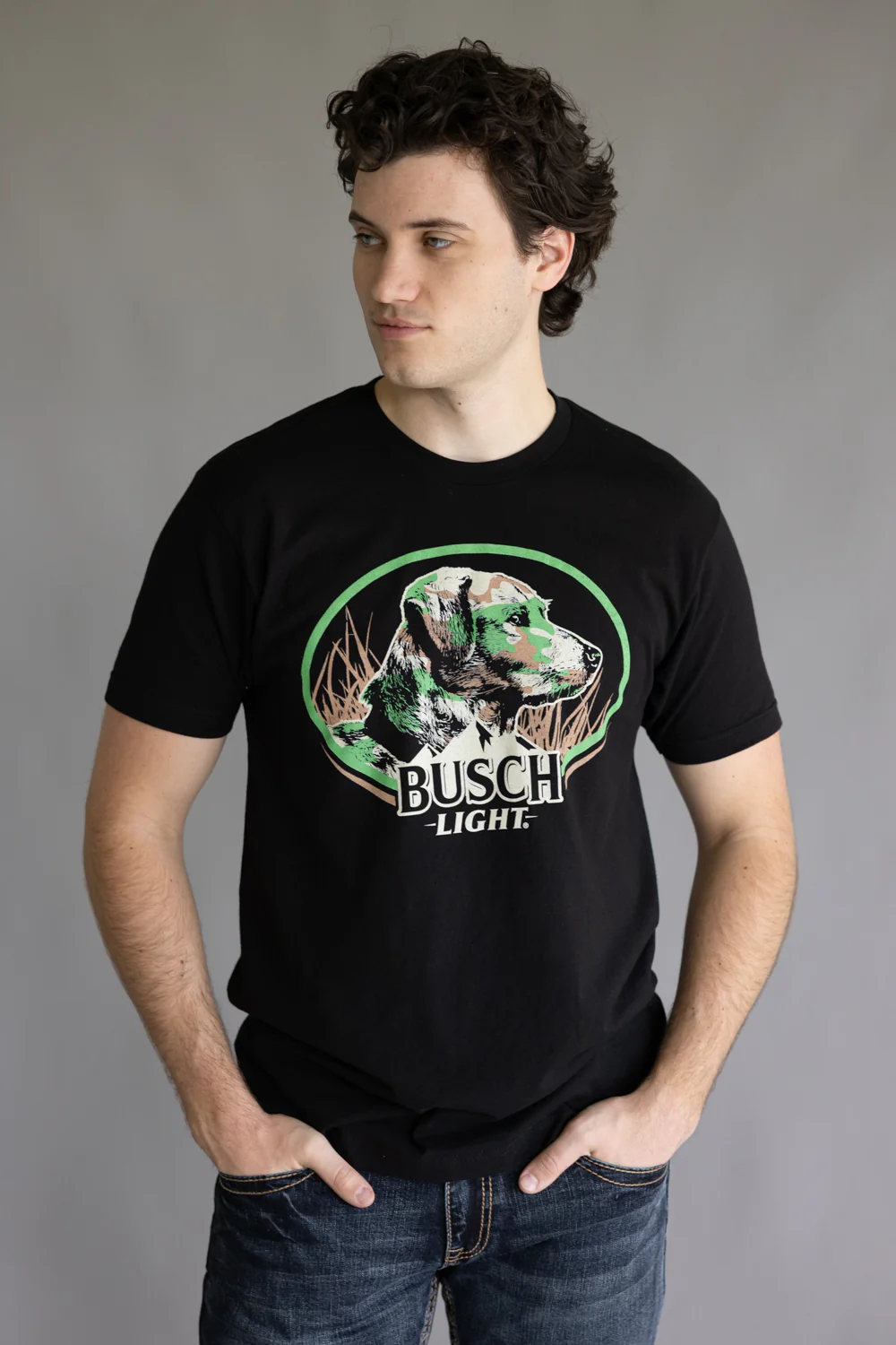 Busch Light Dog Blending In T-Shirt for Men in Black | 16682-652A-BLACK - Image 3
