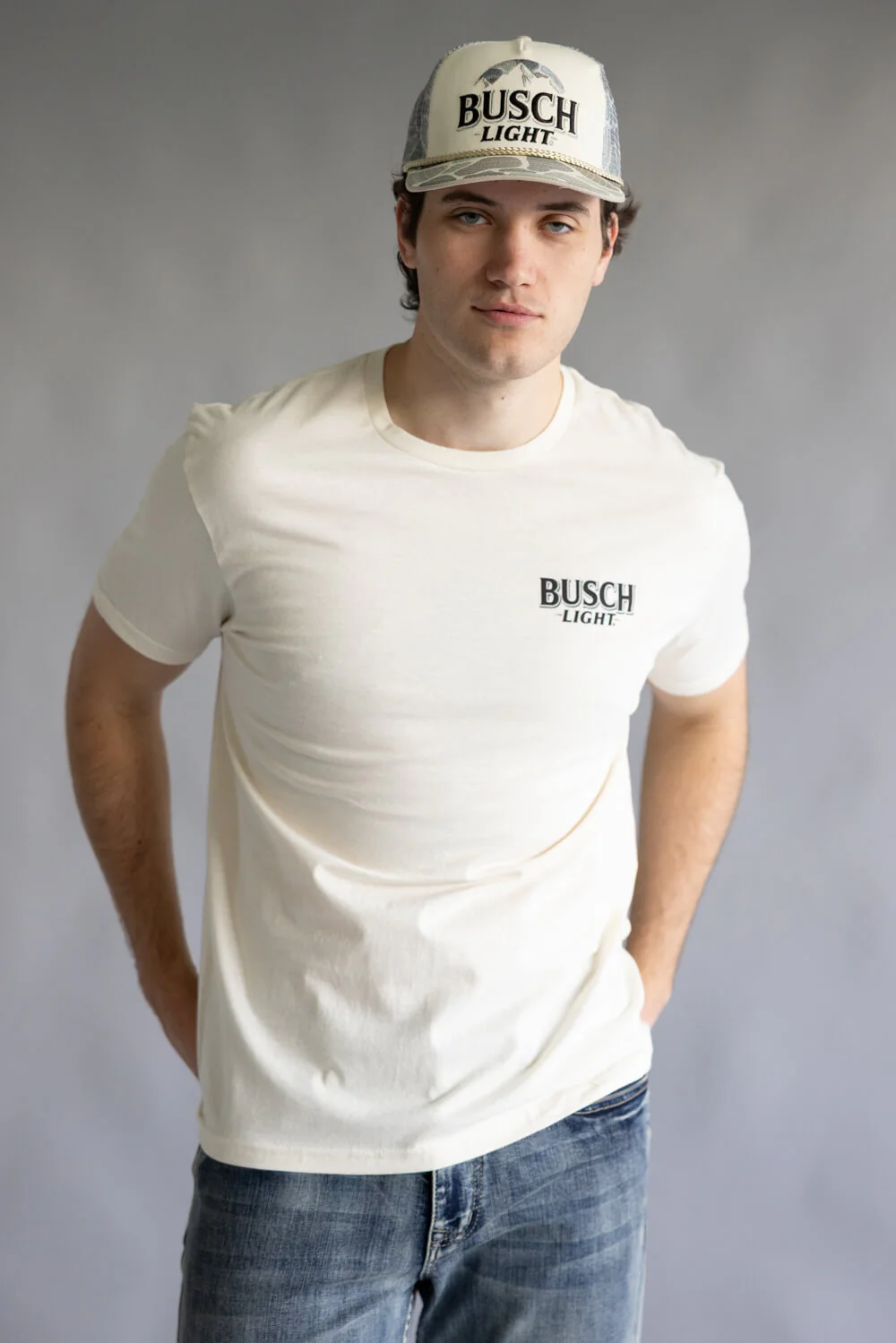 Busch Light Boat Dogs T-Shirt for Men in Cream | 2245-NATURAL - Image 3