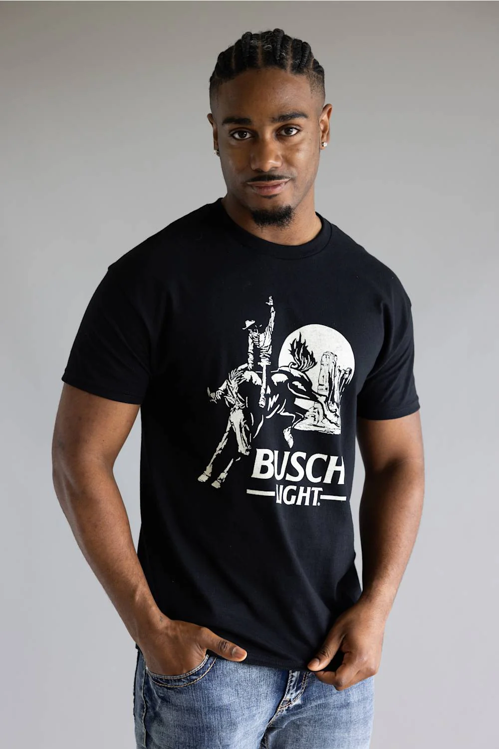 Busch Light Cowboy Mesa T-Shirt for Men in Black | 16796_1704_A-BLACK - Image 4