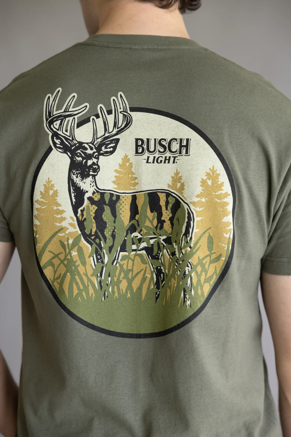 Busch Light Deer Camo T-Shirt for Men in Military Green | 18456-328-MILITARYGREEN - Image 3