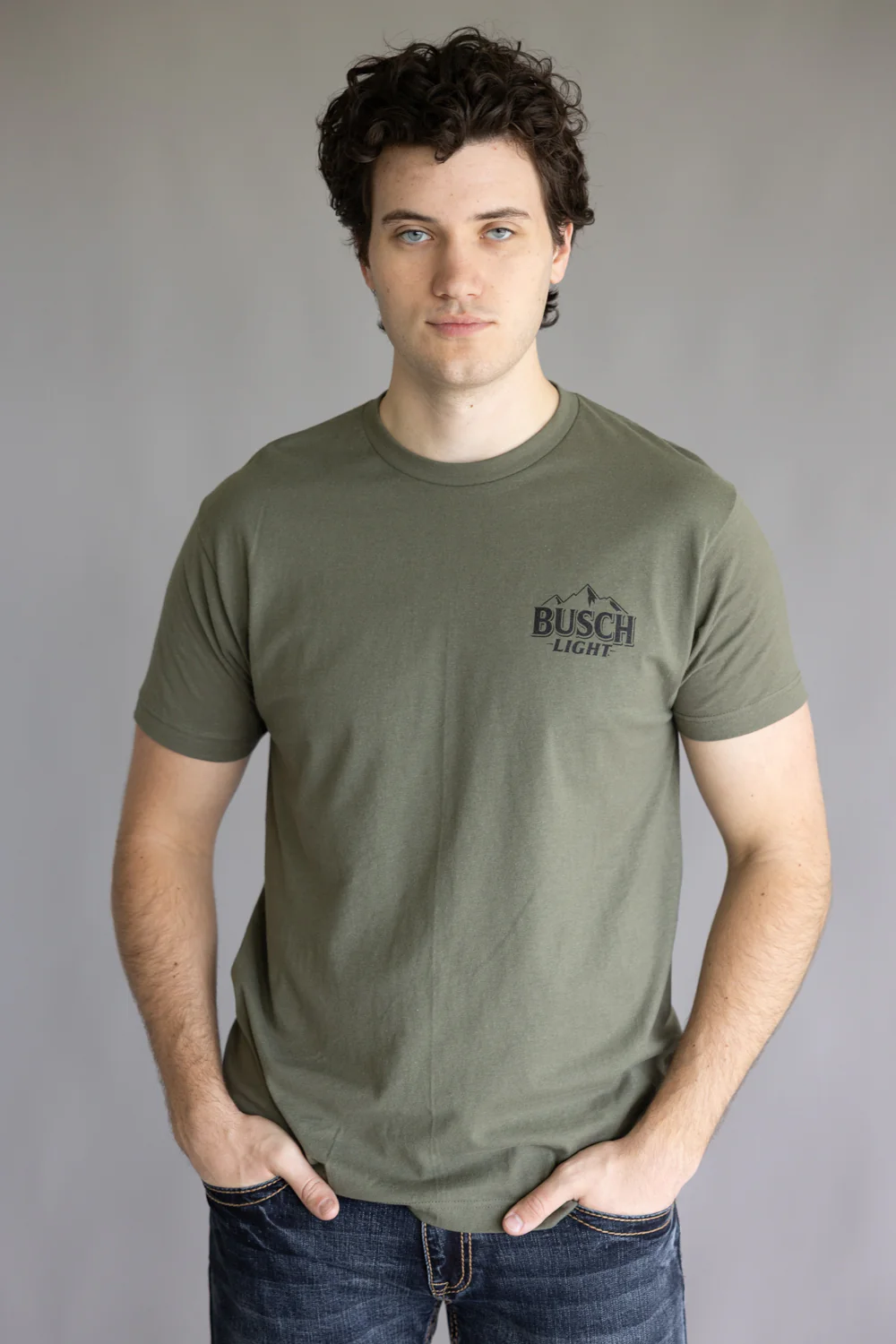 Busch Light Deer Camo T-Shirt for Men in Military Green | 18456-328-MILITARYGREEN - Image 5