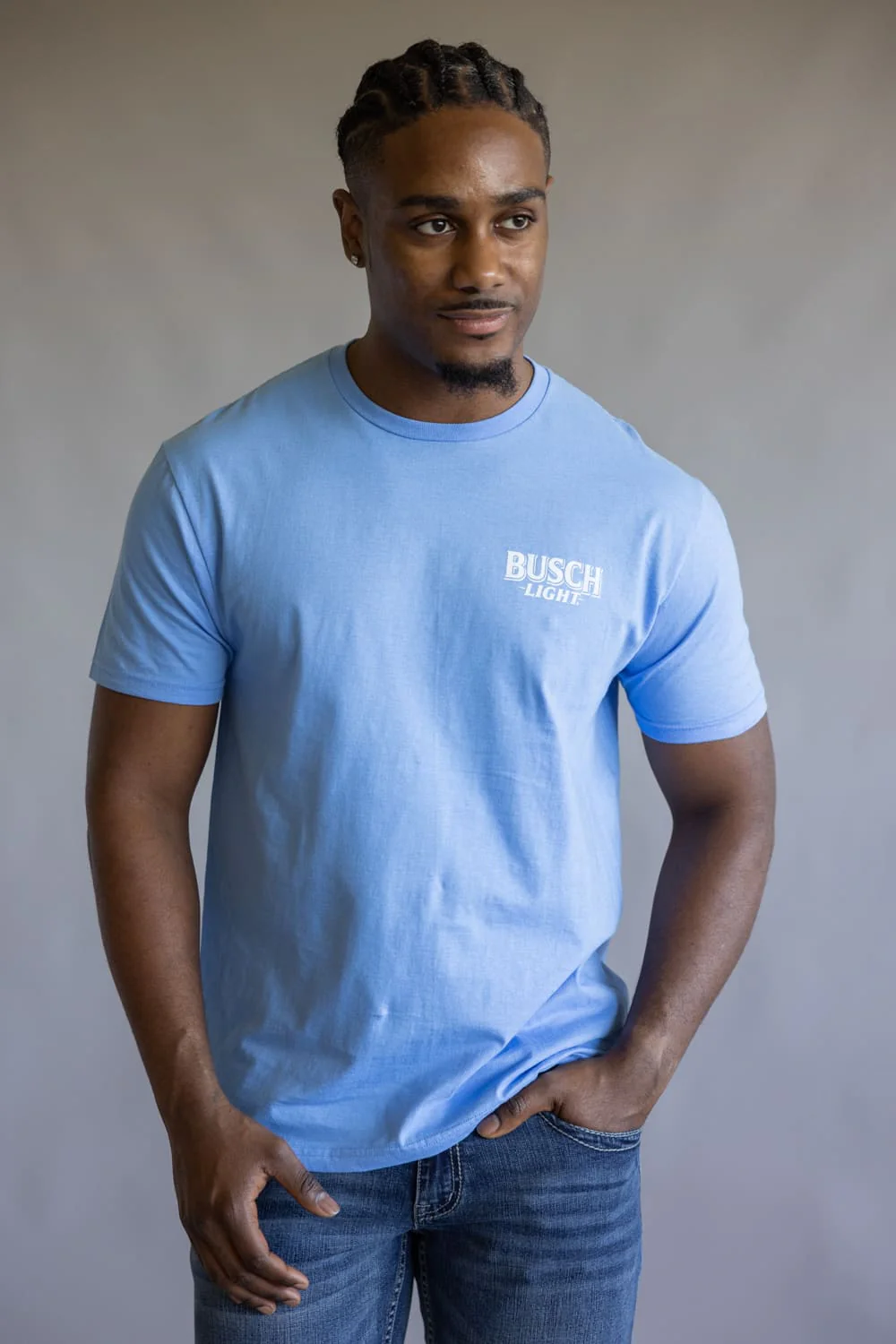 Busch Light Pack Leader T-Shirt for Men in Baby Blue | 2219-BABYBLUE - Image 2